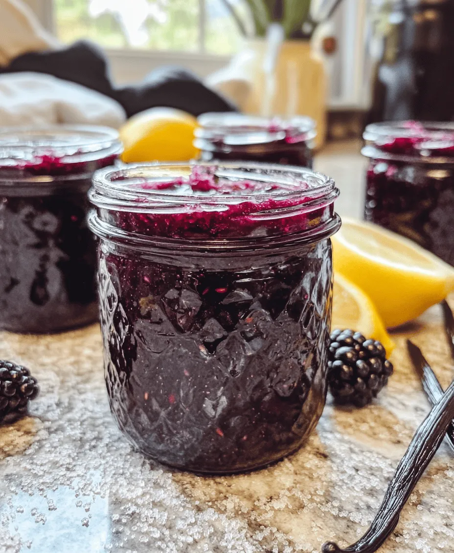 Blackberries are the star ingredient of this jam, bringing not only a beautiful dark hue but also a bounty of nutritional benefits. These berries are rich in vitamins C and K, fiber, and antioxidants, making them a wholesome choice for your homemade preserves. Their natural sweetness is accompanied by a slight tartness, which creates a dynamic flavor profile that is both refreshing and satisfying.
