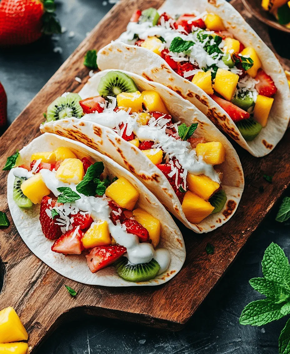 In today’s culinary world, creativity knows no bounds, especially when it comes to taco recipes. Enter Fruity Fiesta Tacos, a vibrant and delicious twist on traditional tacos that celebrates fresh fruit and creamy yogurt. These delightful tacos are not just a feast for the eyes; they are also a celebration of flavors that can be enjoyed at any time of the day. Perfect as a light meal, a fun appetizer for parties, or even a healthy dessert option, Fruity Fiesta Tacos are quick to prepare and bursting with flavor.