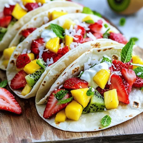 In today’s culinary world, creativity knows no bounds, especially when it comes to taco recipes. Enter Fruity Fiesta Tacos, a vibrant and delicious twist on traditional tacos that celebrates fresh fruit and creamy yogurt. These delightful tacos are not just a feast for the eyes; they are also a celebration of flavors that can be enjoyed at any time of the day. Perfect as a light meal, a fun appetizer for parties, or even a healthy dessert option, Fruity Fiesta Tacos are quick to prepare and bursting with flavor.