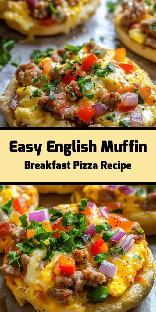 Start your day off right with this delicious English Muffin Breakfast Pizza! Made with warm, toasted English muffins, scrambled eggs, and a medley of breakfast favorites like sausage, bell peppers, and gooey mozzarella cheese, this recipe is a fun twist on your morning routine. Ready in just 25 minutes, it's perfect for busy mornings or weekend brunch. Top with fresh parsley and enjoy a slice of breakfast bliss!
