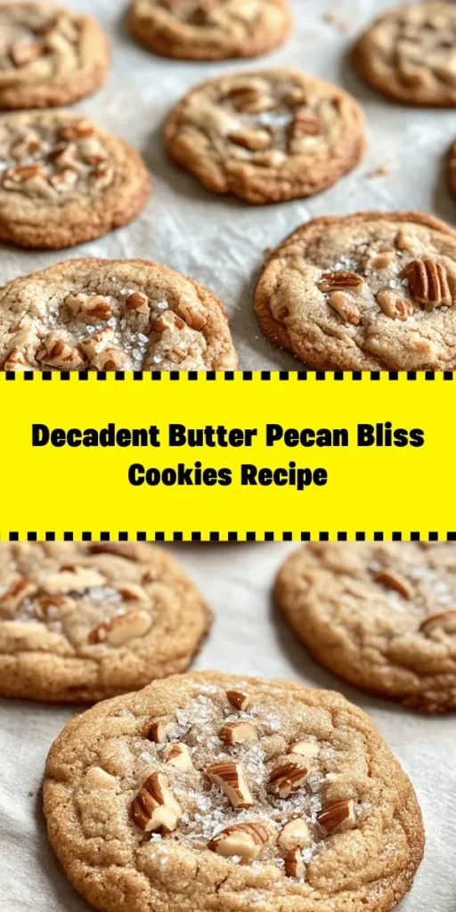 Indulge in the sweet, buttery goodness of Butter Pecan Bliss Cookies! These delightful treats are packed with rich flavors from toasted pecans and a hint of cinnamon. Perfectly soft and chewy, they're simple to make in just 30 minutes. Whether for a snack or dessert, these cookies will become a favorite in your household. Top them with a sprinkle of flaky sea salt for an extra touch of flavor. Bake a batch today and satisfy your sweet tooth!