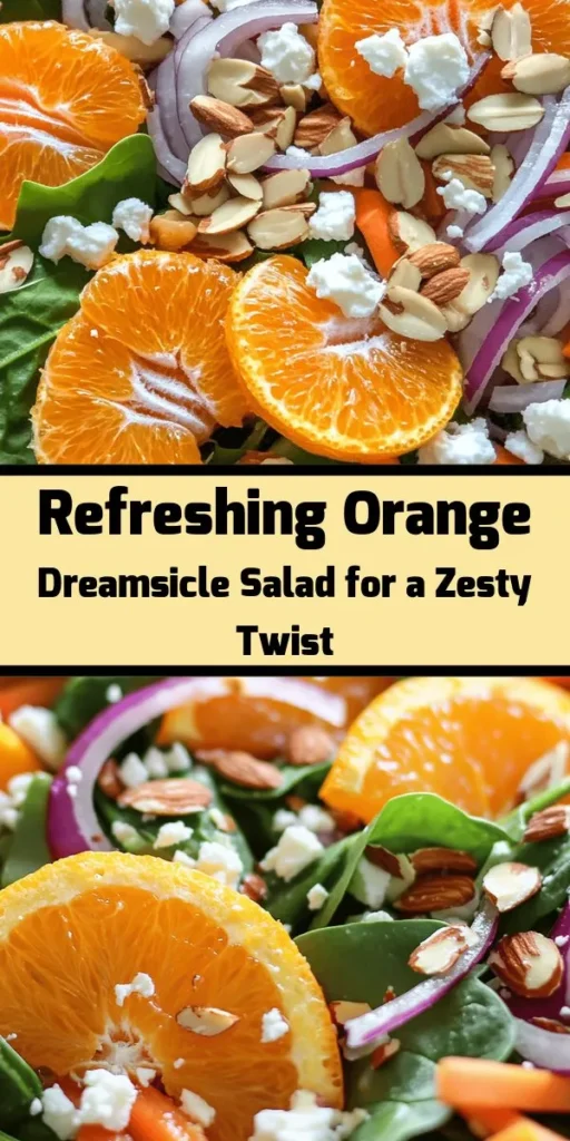 Brighten up your meal with this Orange Dreamsicle Salad! Packed with vibrant mixed greens, juicy orange segments, crunchy toasted almonds, and creamy feta, this salad is a delightful combination of flavors and textures. The homemade dressing, featuring Greek yogurt and a hint of vanilla, adds a refreshing twist. Perfect for a light lunch or as a colorful side dish, this salad comes together in just 15 minutes. Enjoy a zesty burst of freshness in every bite!
