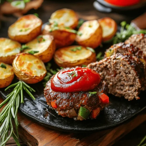 There's something undeniably comforting about a home-cooked meal that just feels like a warm hug. Among the myriad of dishes that evoke this sentiment, mini meatloaves paired with crispy roasted potatoes stand out as a family favorite. Perfectly portioned, these mini meatloaves are not only visually appealing but also deliver a hearty punch of flavor that makes them suitable for any family dinner or casual gathering. The crispy roasted potatoes serve as the ideal accompaniment, transforming a simple meal into one that is satisfying and comforting.