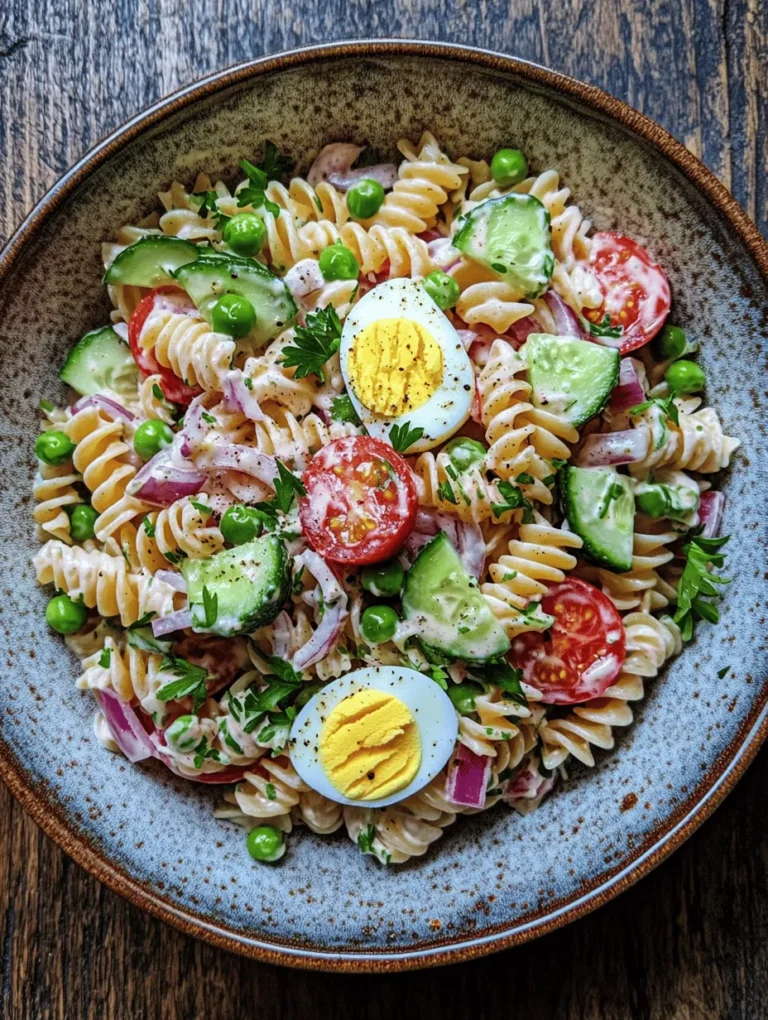 Pasta salads have long been a favorite among home cooks and food enthusiasts alike, celebrated for their versatility and ease of preparation. Whether you’re looking for a side dish to accompany grilled meats at a summer barbecue or a refreshing main course for a picnic in the park, pasta salads can fit the bill perfectly. One standout option that is both satisfying and nourishing is the Creamy Pasta Salad with Hard-Boiled Eggs. This dish combines the hearty goodness of pasta with the protein-packed benefits of eggs, making it a delightful choice for summer gatherings, family picnics, or even quick weeknight dinners.