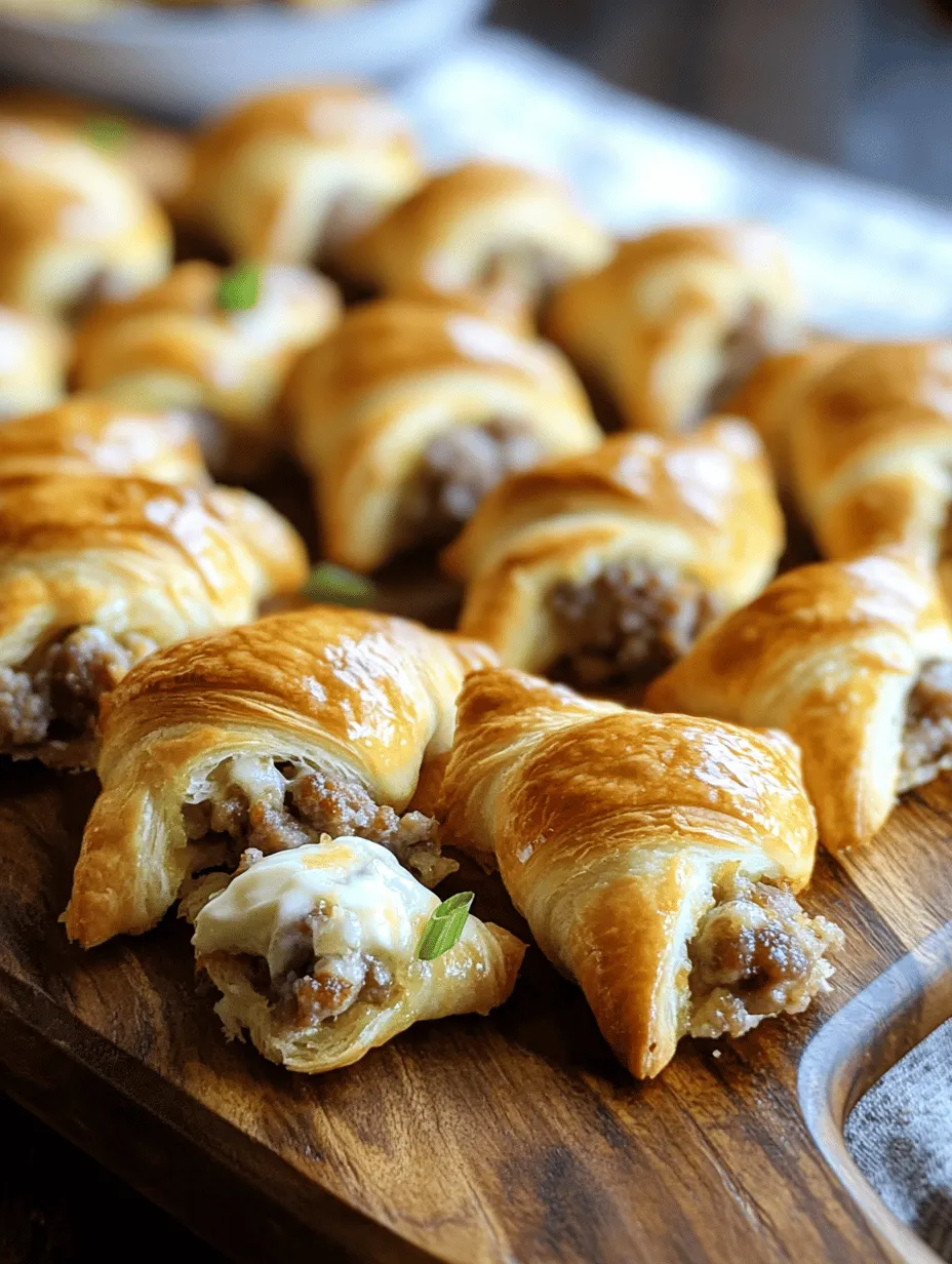 Embrace the art of comfort food with our Sausage Cream Cheese Crescents. This delightful dish combines savory breakfast sausage and creamy cheese, all wrapped in flaky crescent dough, making it an ideal treat for any occasion—from brunch gatherings to game day snacks. The combination of flavors and textures creates an irresistible bite that is sure to impress everyone at the table. Whether you’re serving them as a hearty appetizer, a flavorful addition to your brunch spread, or simply enjoying them as a snack on a cozy evening, these crescents will become a staple in your recipe repertoire.