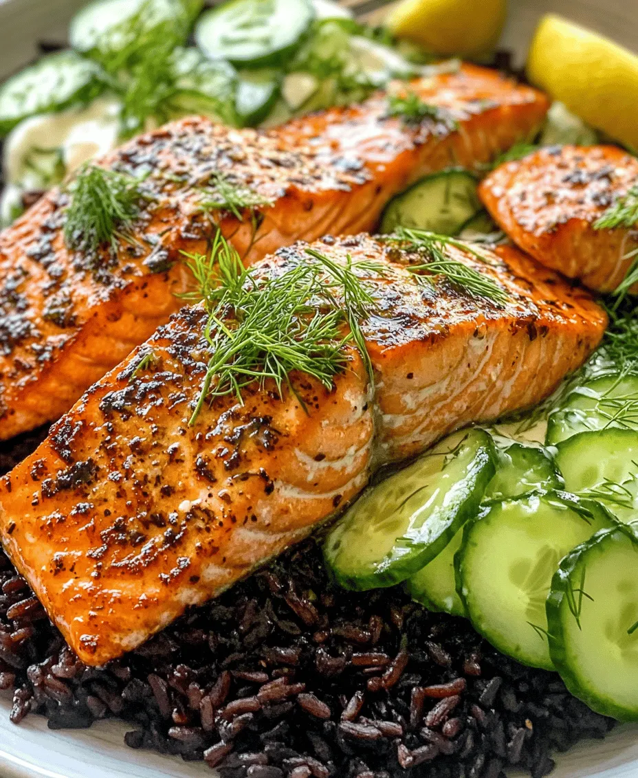 In the realm of healthy eating, few meals strike the perfect balance between nutrition and flavor quite like Grilled Salmon with Black Rice and Creamy Cucumber Salad. This dish not only tantalizes the taste buds but also packs a punch of essential nutrients, making it an ideal choice for a wholesome dinner. With the rich, savory taste of salmon, the nutty flavor of black rice, and the crisp freshness of a creamy cucumber salad, this recipe caters to all palates. Whether you’re a seasoned chef or a novice in the kitchen, this recipe will guide you through the process of creating a delightful meal that is as visually appealing as it is delicious.