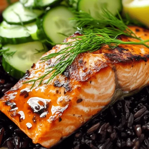 In the realm of healthy eating, few meals strike the perfect balance between nutrition and flavor quite like Grilled Salmon with Black Rice and Creamy Cucumber Salad. This dish not only tantalizes the taste buds but also packs a punch of essential nutrients, making it an ideal choice for a wholesome dinner. With the rich, savory taste of salmon, the nutty flavor of black rice, and the crisp freshness of a creamy cucumber salad, this recipe caters to all palates. Whether you’re a seasoned chef or a novice in the kitchen, this recipe will guide you through the process of creating a delightful meal that is as visually appealing as it is delicious.