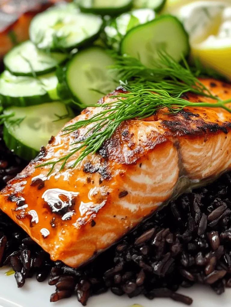 In the realm of healthy eating, few meals strike the perfect balance between nutrition and flavor quite like Grilled Salmon with Black Rice and Creamy Cucumber Salad. This dish not only tantalizes the taste buds but also packs a punch of essential nutrients, making it an ideal choice for a wholesome dinner. With the rich, savory taste of salmon, the nutty flavor of black rice, and the crisp freshness of a creamy cucumber salad, this recipe caters to all palates. Whether you’re a seasoned chef or a novice in the kitchen, this recipe will guide you through the process of creating a delightful meal that is as visually appealing as it is delicious.