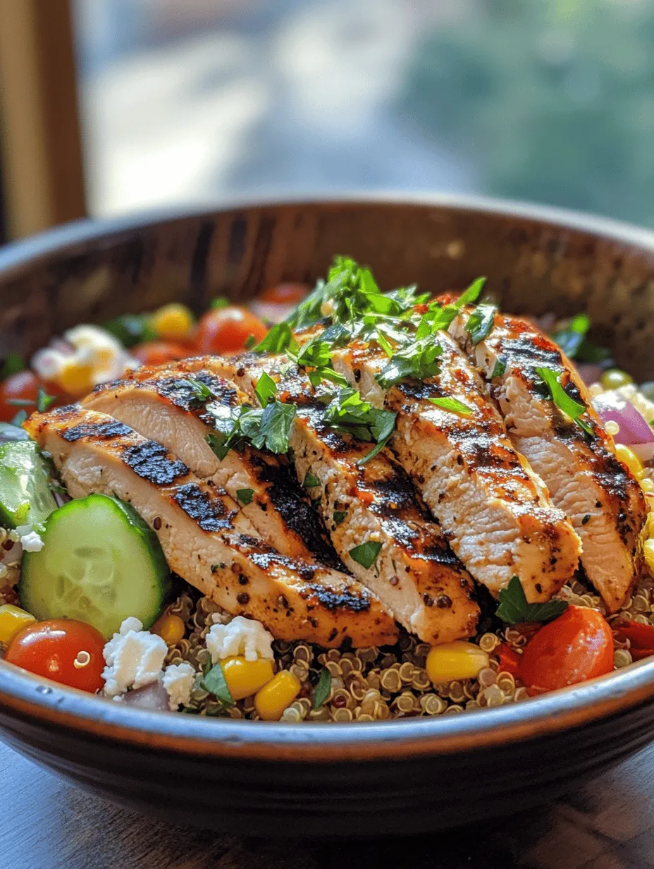 At the heart of the Grilled Chicken and Quinoa Salad Bowl is its combination of quality protein, wholesome grains, and an abundance of fresh vegetables. This dish is a nutritional powerhouse, and its ingredients work synergistically to provide various health benefits.