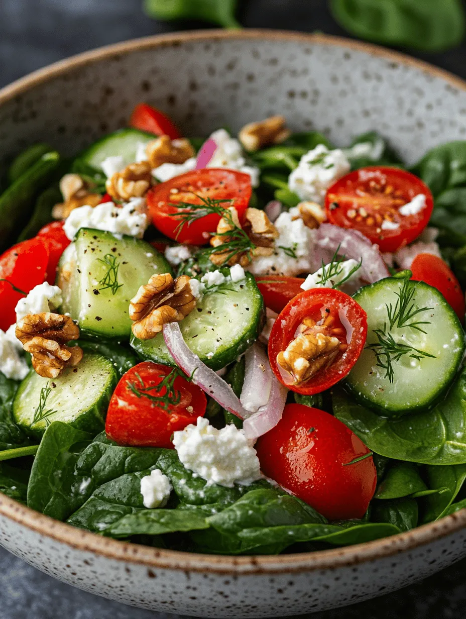 The foundation of our creamy spinach delight salad is, of course, the fresh baby spinach. This leafy green is not only versatile but also incredibly nutritious.