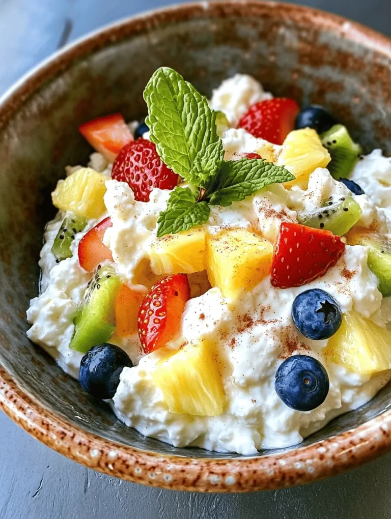 Cottage Cheese and Fruit Salad is a delightful combination that marries the savory creaminess of cottage cheese with the vibrant flavors of fresh fruits. This dish is not only a feast for the eyes but also a powerhouse of nutrition, making it a perfect choice for breakfast, snacks, or light desserts. Whether you’re looking to kick off your day with a healthy meal, need an afternoon pick-me-up, or want to end your evening on a sweet note without the guilt, this salad fits the bill.