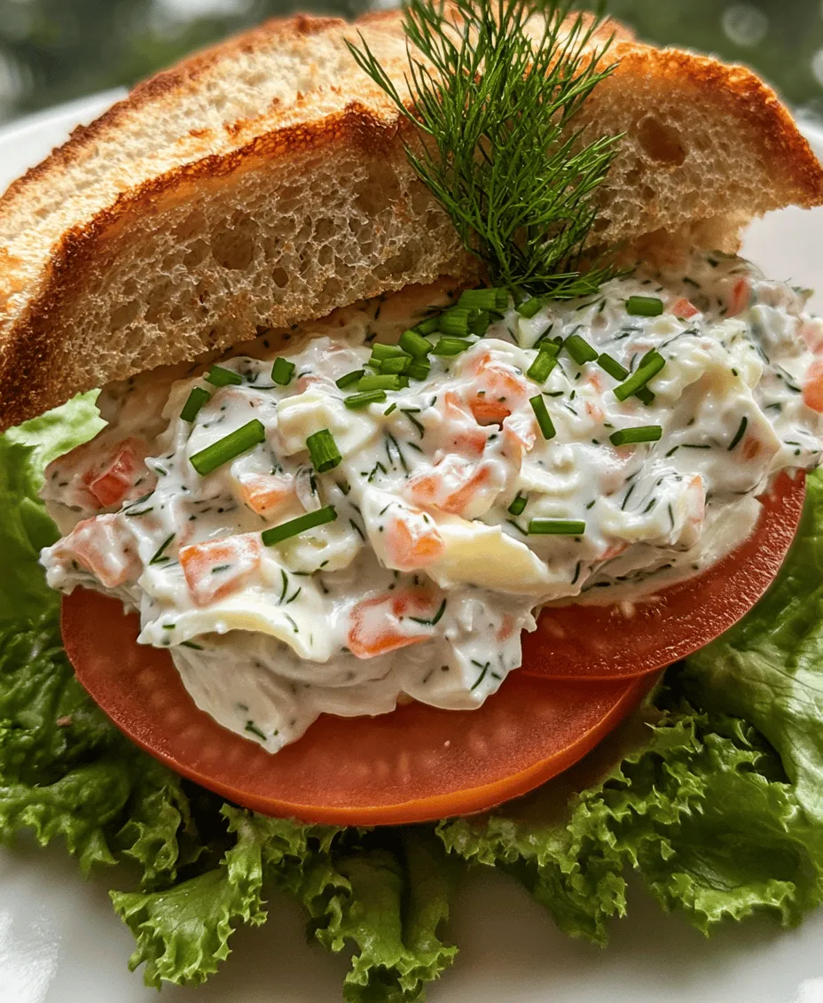 Egg salad sandwiches have been a beloved staple in American cuisine for generations. Their creamy texture, rich flavor, and endless versatility make them a go-to choice for lunch, picnics, or even light dinners. Whether you're enjoying a simple version with just eggs and mayonnaise or experimenting with gourmet additions, the egg salad sandwich is a canvas for culinary creativity. Today, we’re spotlighting the <strong>Creamy Dreamy Egg Salad Sandwich</strong>, an elevated take on this classic that promises to delight your taste buds.” /></p>
</p>
<h3>Detailed Instructions for Making the Creamy Dreamy Egg Salad Sandwich</h3>
</p>
<h4>Boiling the Eggs: Importance of Timing and Temperature Control</h4>
<p>To achieve the perfect hard-boiled eggs, start by selecting the freshest eggs possible. Place them in a single layer in a pot and cover them with cold water, ensuring there’s at least an inch of water above the eggs. Bring the water to a rapid boil over medium-high heat, then remove the pot from heat and cover it with a lid. Let the eggs sit in the hot water for 9 to 12 minutes, depending on how firm you prefer the yolks. For a slightly softer, creamier yolk, aim for the lower end of the time range.</p>
</p>
<p>Once the eggs are done, transfer them to an ice bath immediately to halt the cooking process. This step is crucial as it prevents overcooking, which can lead to a greenish ring around the yolk and a rubbery texture.</p>
</p>
<h4>Cooling the Eggs: Explanation of the Ice Bath Method and Its Benefits</h4>
<p>The ice bath method is an essential technique in egg preparation. After boiling the eggs, transfer them directly to a large bowl filled with ice and cold water. Let them sit in the ice bath for at least 5-10 minutes. This not only cools the eggs quickly but also makes peeling them significantly easier. The cold water helps to contract the egg whites slightly, creating a gap between the egg white and the shell.</p>
</p>
<h4>Peeling and Chopping: Techniques for Easy Peeling and Achieving the Right Texture</h4>
<p>Once the eggs are thoroughly cooled, gently tap each egg on a hard surface to crack the shell, then roll it slightly to create more cracks. Start peeling from the wider end, which often contains an air pocket, making it easier to remove the shell. If you encounter stubborn bits of shell, peel the egg under running water to help dislodge the pieces.</p>
</p>
<p>Once peeled, chop the eggs into small, uniform pieces for your egg salad. The texture is key here; aim for a chunky yet creamy consistency. Using a sharp knife, slice the eggs into quarters and then chop them into smaller pieces, taking care not to over-mash them. You want the egg salad to be cohesive but not a mushy paste.</p>
</p>
<h4>Mixing the Ingredients: Best Practices for Combining Flavors Without Mashing</h4>
<p>In a large mixing bowl, combine the chopped eggs with your chosen ingredients: mayonnaise, mustard, lemon juice, salt, and pepper. The key to a great egg salad is to mix gently. Use a rubber spatula to fold the ingredients together rather than stirring vigorously, which could break down the egg pieces further and create a less appealing texture. Taste your mixture as you go, adjusting the seasoning to suit your palate.</p>
</p>
<h4>Adding Fresh Herbs: Recommendations for Using Different Herbs Based on Personal Taste</h4>
<p>Fresh herbs add a burst of flavor and freshness to your egg salad. Classic options include dill, chives, and parsley, but feel free to experiment with your favorites. For a Mediterranean twist, consider adding fresh basil or oregano. If you enjoy a bit of heat, finely chopped cilantro can add a zesty note. Aim for about 2 tablespoons of fresh herbs, finely chopped, to enhance the overall flavor profile without overwhelming the dish.</p>
</p>
<h4>Assembling the Sandwich: Tips for Layering Ingredients for Optimal Flavor and Presentation</h4>
<p>When it comes to assembling your Creamy Dreamy Egg Salad Sandwich, the bread choice can make a significant difference. Opt for hearty whole-grain, sourdough, or even a lightly toasted brioche for a touch of sweetness. Start by spreading a thin layer of butter or mayonnaise on the slices of bread to prevent sogginess.</p>
</p>
<p>Layer the egg salad generously on one slice, then top with fresh lettuce or spinach for added crunch. If you like, add slices of tomato or cucumber for extra freshness. Finally, place the second slice of bread on top and gently press down to secure the ingredients. For an appealing presentation, cut the sandwich diagonally or into quarters.</p>
</p>
<h3>Serving Suggestions: Ideas for Serving on a Platter or Pairing with Side Dishes</h3>
<p>Your Creamy Dreamy Egg Salad Sandwich is versatile and can be served in various ways. For a casual lunch, serve it alongside crispy potato chips or a light green salad. For a more elegant presentation, arrange the sandwiches on a platter with toothpicks for easy serving at gatherings or picnics. Pair your egg salad with a refreshing pickle or a small serving of coleslaw for a delightful contrast.</p>
</p>
<p>Consider offering a selection of breads or wraps for guests to customize their sandwiches according to their preferences. You can also serve the egg salad in lettuce cups for a low-carb option, which adds a fresh crunch and vibrant color to your meal.</p>
</p>
<h3>Variations and Customizations: Creative Takes on the Classic Egg Salad Sandwich</h3>
<p>While the traditional egg salad is delightful on its own, there are numerous ways to customize the recipe to match your taste preferences.</p>
</p>
<h4>Different Spices and Flavor Profiles (e.g., Spicy, Sweet)</h4>
<p>1. <strong>Spicy Egg Salad</strong>: Add diced jalapeños or a spoonful of sriracha to the basic recipe for heat. Consider incorporating smoked paprika for a smoky flavor.</p>
<p>2. <strong>Sweet and Savory</strong>: Mix in a tablespoon of honey or a sprinkle of sugar along with chopped apples or raisins for a sweet twist.</p>
</p>
<h4>Incorporating Vegetables or Other Proteins (e.g., Avocado, Bacon)</h4>
<p>Enhance the nutritional content and flavor by adding diced vegetables such as bell peppers, celery, or green onions. For a protein boost, consider mixing in some crumbled bacon or even diced cooked chicken for a heartier meal. Avocado is another excellent addition, providing creaminess and healthy fats.</p>
</p>
<h4>Ideas for Transforming the Egg Salad into Wraps or Lettuce Cups</h4>
<p>For a fresh, low-carb option, serve the egg salad in large lettuce leaves, using them as wraps. This method allows for a delightful crunch and lightness, making it a great choice for warm weather. Alternatively, you can use whole grain or spinach wraps for a convenient handheld meal.</p>
</p>
<h3>Nutritional Information</h3>
<p>A standard serving of the Creamy Dreamy Egg Salad Sandwich contains approximately:</p>
</p>
<p>– <strong>Calories</strong>: 350-400</p>
<p>– <strong>Protein</strong>: 15-20g</p>
<p>– <strong>Fat</strong>: 25-30g (depending on the amount of mayonnaise used)</p>
<p>– <strong>Vitamins</strong>: Eggs provide essential nutrients such as Vitamin D, B vitamins, and choline.</p>
</p>
<p>For those with dietary restrictions, consider the following modifications:</p>
</p>
<p>1. <strong>Low-Fat Version</strong>: Substitute mayonnaise with Greek yogurt or a low-fat alternative to reduce calories while maintaining creaminess.</p>
<p>2. <strong>Vegan Alternatives</strong>: Use tofu or chickpeas blended with vegan mayo to create a plant-based version that still delivers on taste.</p>
</p>
<h3>Conclusion</h3>
<p>The Creamy Dreamy Egg Salad Sandwich is not just another ordinary meal; it’s a delicious and nutritious option that can be enjoyed at any time of day. With its balance of flavors and textures, this recipe allows for creativity and personalization, making it a perfect dish for family gatherings, picnics, or a quick lunch at home.</p>
</p>
<p>Don’t hesitate to experiment with different ingredients, flavors, and serving styles to make this dish your own. Cooking is a joyful experience that connects us with others, and sharing a homemade meal can create lasting memories. So gather your ingredients, follow the steps, and enjoy the delightful process of making and sharing your Creamy Dreamy Egg Salad Sandwich. Your taste buds will thank you!</p>
<div id=
