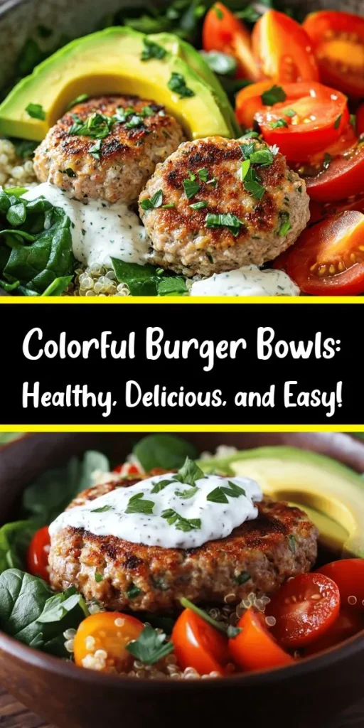 Looking for a fresh twist on burgers? Try this vibrant Healthy Burger in a Bowl! Packed with lean ground turkey or chicken, nutrient-rich quinoa, and colorful veggies like spinach, bell peppers, and cherry tomatoes, this bowl is as nutritious as it is delicious. Topped with creamy Greek yogurt and avocado, it’s a complete meal ready in just 30 minutes. Perfect for busy weeknights or meal prep! Don’t miss out on this healthy gem!