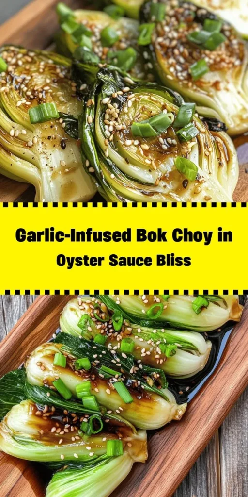 Looking for a quick and delicious veggie side dish? Try this Bok Choy Delight in Garlic Oyster Sauce! Tender baby bok choy is stir-fried with a flavorful blend of oyster sauce, soy sauce, garlic, and ginger. In just 15 minutes, you can create a beautiful and vibrant dish that's perfect for any meal. Garnish with toasted sesame seeds and green onions for an extra touch. Healthy, easy, and oh so tasty! Perfect for your next dinner! 🍜🥬