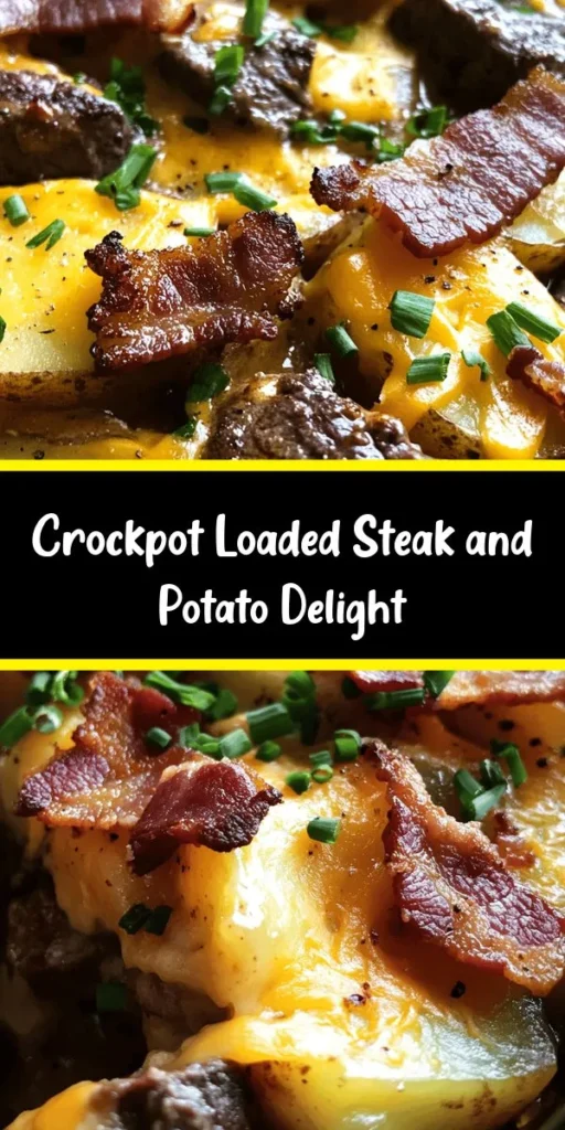 Indulge in the ultimate comfort food with this Crockpot Loaded Steak and Potato Bake! Packed with tender sirloin steak, creamy potatoes, and a cheesy blend, it's perfect for busy nights. Simply layer your ingredients, add beef broth and cream, and let your crockpot do all the work. In just a few hours, you'll have a hearty dish that will satisfy the whole family. Don't forget to top it with crispy bacon and fresh chives for extra flavor!