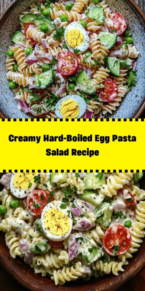 Looking for a refreshing side dish? Try this creamy pasta salad with hard-boiled eggs! Made with rotini pasta, fresh veggies, and a tangy dressing of mayo, Greek yogurt, and Dijon mustard, it's perfect for picnics and potlucks. In just 15 minutes of prep, you’ll create a dish that serves 6, ready to chill and impress your guests. Garnish with parsley for that extra touch! Enjoy a delightful blend of flavors in every bite!