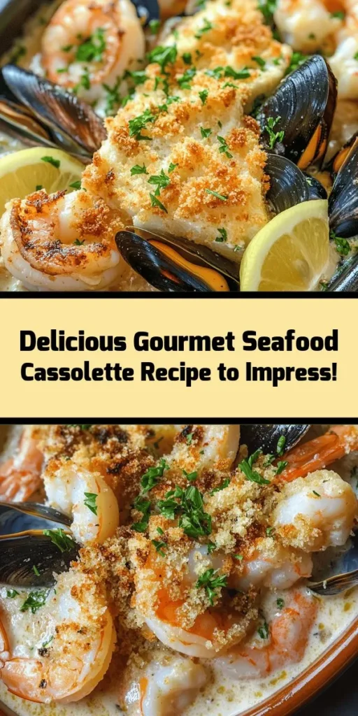 Indulge in this delicious Gourmet Seafood Cassolette, a perfect dish for seafood lovers! Packed with fresh shrimp, scallops, mussels, and squid, all combined in a creamy white wine sauce, this recipe is both rich and comforting. Topped with Gruyère cheese and crispy breadcrumbs, it bakes to golden perfection. Perfect for a cozy dinner or impressing guests. Serve it with lemon wedges for a burst of freshness. Enjoy this culinary delight!