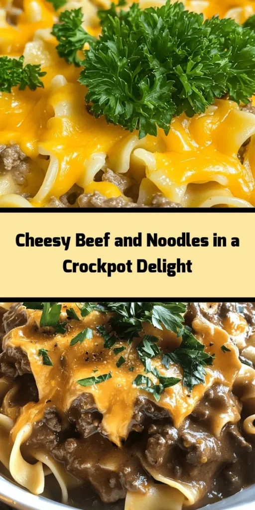 Satisfy your comfort food cravings with this Easy Crockpot Cheesy Beef and Noodles! 🎉 Packed with ground beef, creamy mushroom soup, and melty cheddar cheese, this dish is perfect for busy weeknights. Just brown the beef, mix in the ingredients, and let your crockpot do the work. In just a few hours, you'll have a hearty meal that will please the whole family. Don’t forget to garnish with fresh parsley for a pop of color! 🥄✨