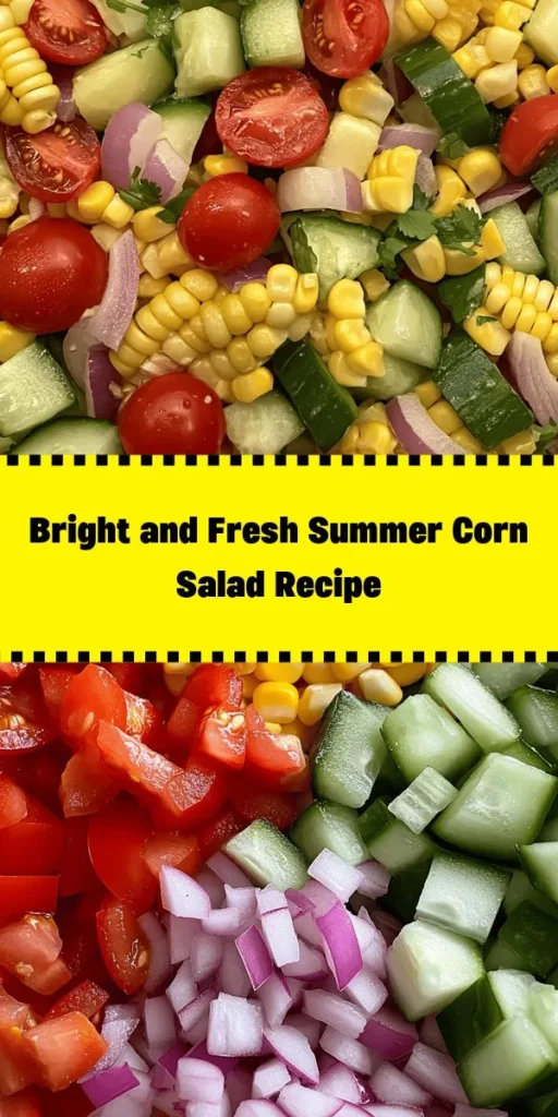 Brighten up your summer gatherings with this delicious Sunny Summer Corn Salad! Made with fresh corn, juicy cherry tomatoes, crisp red onion, and refreshing cucumber, it’s bursting with flavor. Toss it all together with a zesty lime dressing and let it chill for maximum flavor. Perfect as a side dish or a light meal, this salad is not only easy to prepare but also a colorful addition to any table. Enjoy the taste of summer with every bite!