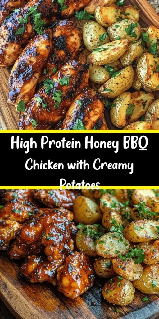 Indulge in this delicious High Protein Honey BBQ Chicken paired with Creamy Garlic Parmesan Potatoes! Marinated chicken breasts boast sweet and tangy flavors, while the potatoes are rich and creamy, making this meal a crowd-pleaser. Perfect for weeknight dinners or family gatherings, this recipe combines easy prep with bold taste. With a cook time of just 55 minutes, you’ll have a satisfying and nutritious meal in no time. Enjoy!