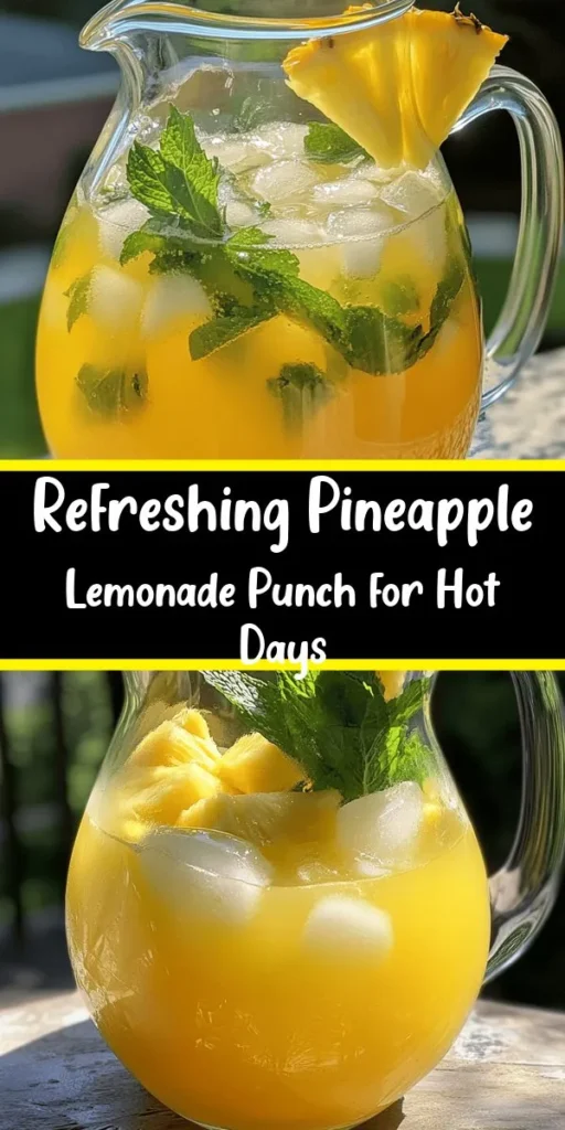 Delight in the refreshing taste of Pineapple Lemonade Punch! This easy recipe combines fresh pineapple juice and zesty lemon juice for a perfect summer drink. Sweeten it to your liking, add mint for a burst of flavor, and serve over ice with fruity garnishes. Ideal for parties or a quiet afternoon, this punch is sure to impress. Enjoy a tropical escape in every sip with this vibrant and delicious beverage!