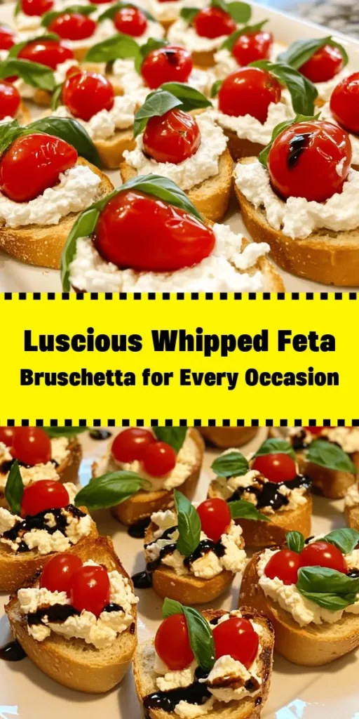 Elevate your appetizer game with this delicious Whipped Feta Bruschetta! Creamy whipped feta and tangy cream cheese blend perfectly with fresh herbs and zesty lemon, all atop crispy toasted baguette slices. Topped with juicy cherry tomatoes and a drizzle of balsamic glaze, this dish is a crowd-pleaser. Perfect for parties or a cozy night in! Quick to make with just 25 minutes of prep, it's sure to impress your guests. Enjoy the flavors of summer in every bite!