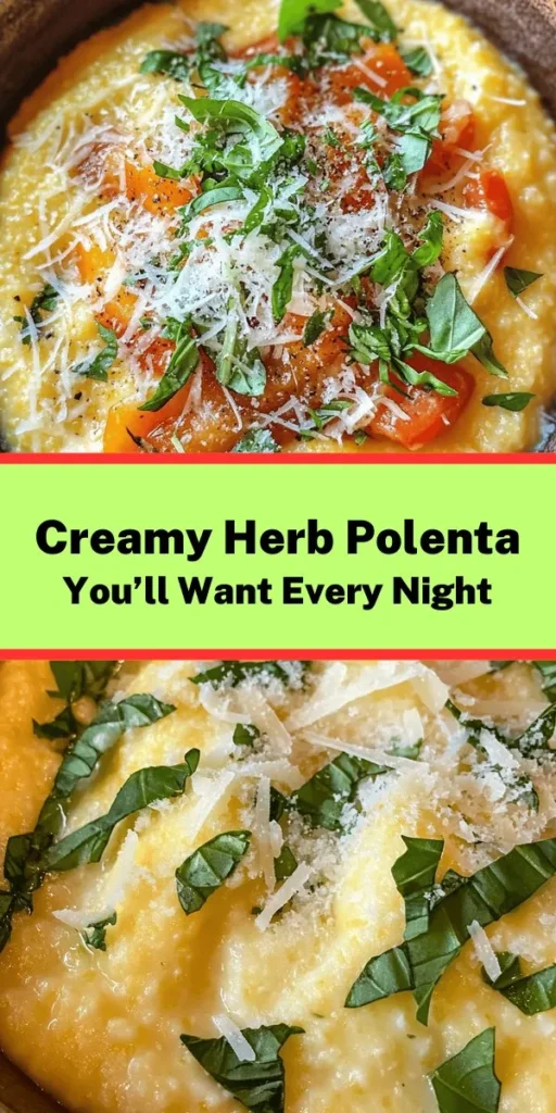 Discover the creamy goodness of herb-infused polenta with this simple recipe! Made with just a few ingredients like coarse yellow cornmeal, Parmesan cheese, and fresh herbs, this dish comes together in just 25 minutes. It's perfect as a comforting side or a hearty base for stews and sautéed veggies. With its rich texture and delightful flavors, this polenta delight will impress your family and friends. Don’t forget to top it with your favorite fresh herbs!