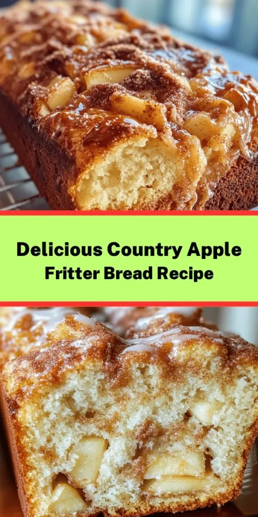 Indulge in the delightful flavors of this Country Apple Fritter Bread! With its soft and moist texture, complemented by chunks of tart apples and a sweet cinnamon-brown sugar swirl, this bread is perfect for breakfast or a sweet snack. The easy-to-follow recipe takes just over an hour, making it a great option for busy days. Drizzle with a simple glaze for an extra touch of sweetness. Enjoy a slice alongside your favorite coffee or tea!