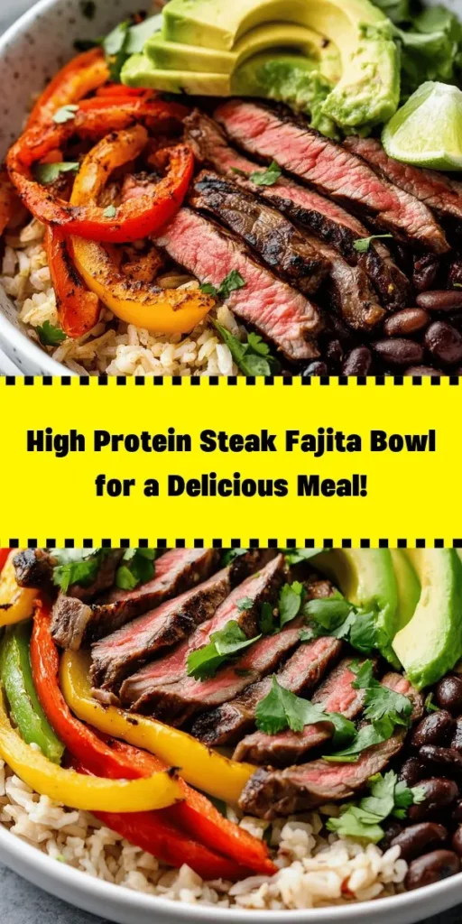 Elevate your dinner game with this delicious High Protein Steak Fajita Bowl! Packed with flavor, this recipe combines marinated steak, sautéed bell peppers, and onions, served over a bed of brown rice or quinoa. Topped with black beans, creamy avocado, and fresh cilantro, it's a satisfying and nutritious meal. Perfect for meal prep or a cozy dinner at home, enjoy the vibrant flavors of the Southwest in every bite!