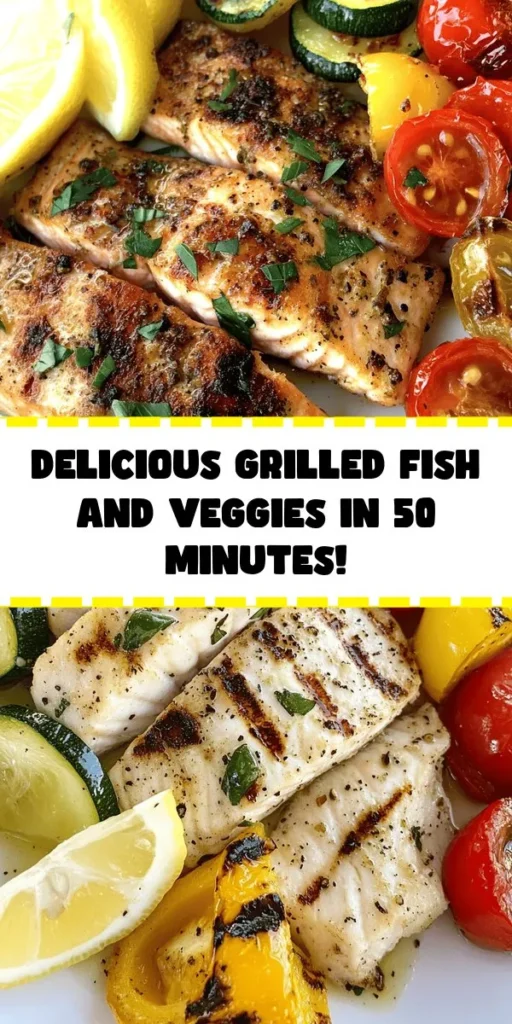 Fire up the grill and treat yourself to this delicious Grilled Fish & Veggie Plate Delight! Featuring marinated fish fillets paired with vibrant, grilled vegetables like zucchini, bell peppers, and cherry tomatoes, this dish is both healthy and flavorful. Perfect for a summer meal or an easy weeknight dinner. Ready in just 50 minutes, serve it fresh with a sprinkle of herbs and a squeeze of lemon for a burst of zest. Enjoy a taste of the season!