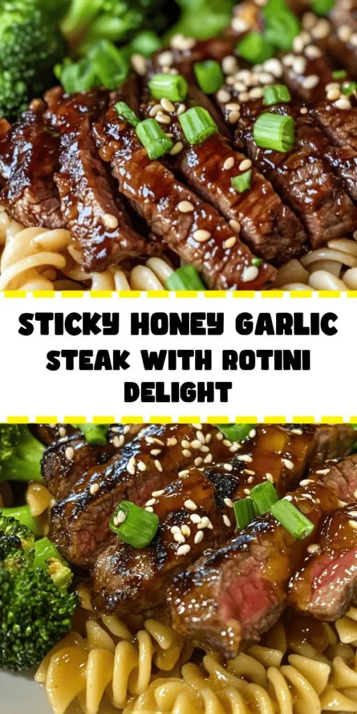 Get ready for a flavor-packed dinner with this Sticky Honey Garlic Steak and Rotini! Tender flank steak is marinated in a sweet and savory honey garlic sauce, seared to perfection, and paired with al dente rotini and vibrant broccoli. This dish is not just delicious but also quick to prepare, making it a perfect weeknight meal. Top it off with green onions and sesame seeds for a delightful finish. Your family will love this easy recipe!