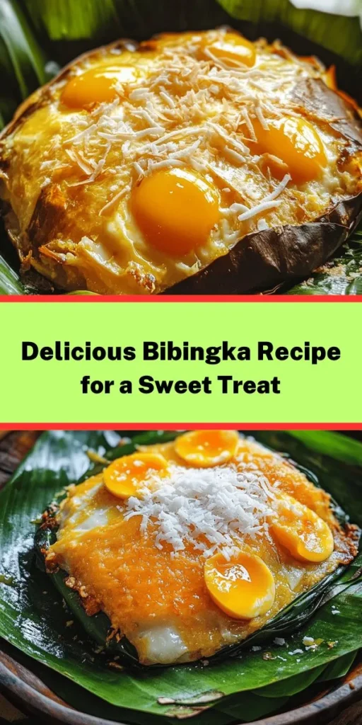 Indulge in the sweet and savory flavors of Heavenly Bibingka Delight! This traditional Filipino treat combines rice flour, coconut milk, and brown sugar for a moist and delicious cake. Topped with salty eggs and melty cheese, it’s baked to perfection in banana leaves, adding an authentic touch. Perfect for gatherings or cozy afternoons, this easy recipe takes just 15 minutes to prep and is sure to impress your friends and family! Enjoy warm with fresh coconut.
