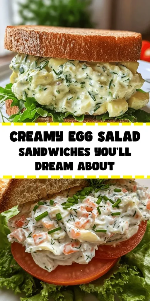 Indulge in the creamy goodness of this Dreamy Egg Salad Sandwich! Perfect for lunch or a quick snack, it's made with boiled eggs mixed with mayo, Dijon mustard, and fresh herbs for a burst of flavor. Simply assemble with your favorite bread, lettuce, and optional tomatoes for a delightful finish. Quick to prepare in just 30 minutes, this recipe serves 2-4 and is sure to become a favorite. Try it today and elevate your sandwich game!