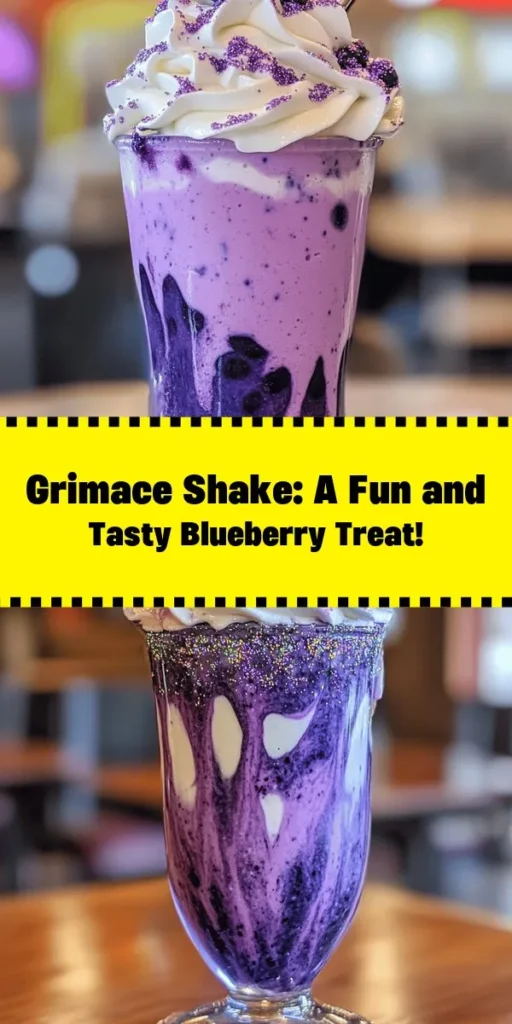 Indulge in the whimsical charm of the Grimace Shake Delight! This creamy and fruity treat blends vanilla ice cream, milk, frozen blueberries, and a touch of spinach for a boost of nutrition—perfect for kids and adults alike. Sweetened with honey or maple syrup and topped with luscious whipped cream, it's a delightful dessert or afternoon pick-me-up. Add some extra blueberries and edible glitter for a magical finish. Enjoy this fun and nutritious shake in just 10 minutes!