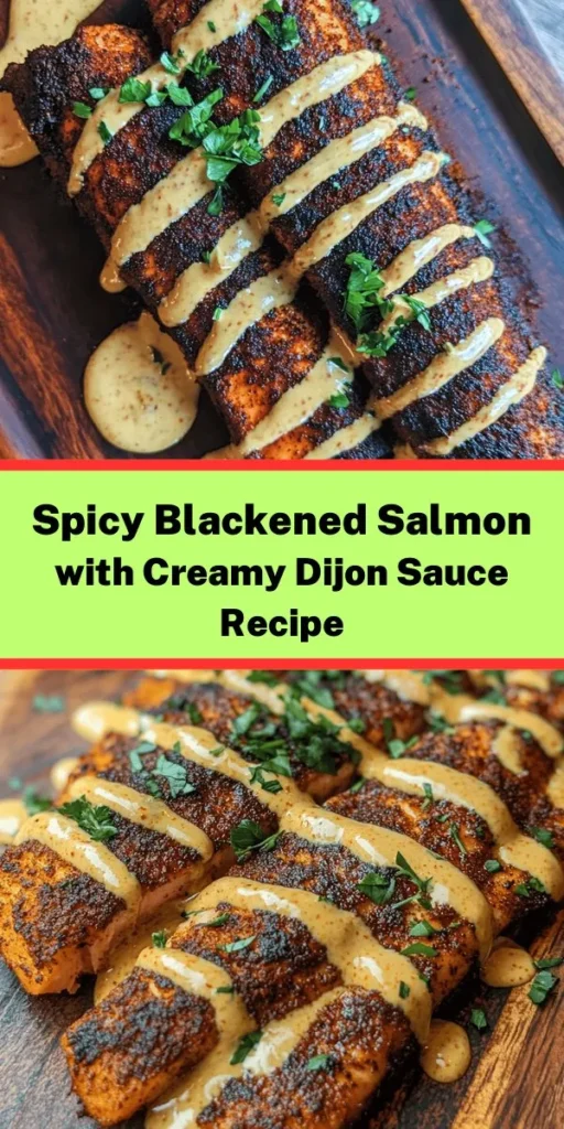 Discover the deliciousness of Blackened Salmon with Creamy Dijon Sauce! This quick and easy recipe features crispy, perfectly seasoned salmon fillets paired with a rich, tangy sauce that elevates any meal. With just a handful of spices and simple ingredients like heavy cream and Dijon mustard, you can create a restaurant-quality dish at home. Ready in only 20 minutes, serve it alongside steamed veggies or a refreshing salad for a wholesome dinner. Enjoy the vibrant flavors and impress your guests!