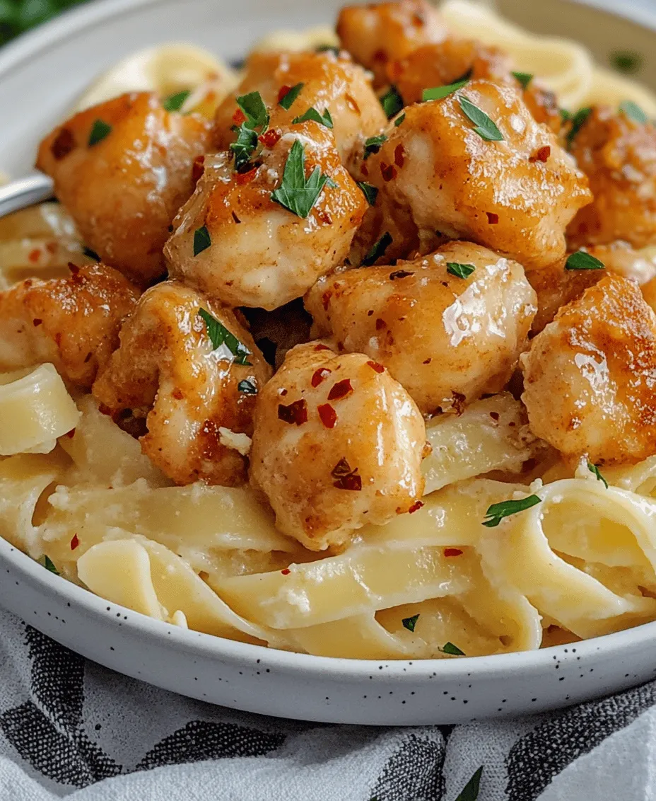 If you’re looking for a dish that perfectly balances rich flavors with a touch of comfort, look no further than Garlic Butter Chicken Bites with Savory Creamy Parmesan Pasta. This dish has gained popularity for its mouthwatering combination of tender chicken bites sautéed in a fragrant garlic butter sauce, served alongside creamy pasta coated in a luscious Parmesan sauce. The appeal of this recipe lies not only in its deliciousness but also in its simplicity and quick preparation time—ideal for busy weeknights or when you want to impress guests without spending hours in the kitchen.
