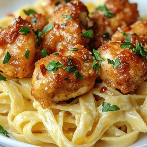 If you’re looking for a dish that perfectly balances rich flavors with a touch of comfort, look no further than Garlic Butter Chicken Bites with Savory Creamy Parmesan Pasta. This dish has gained popularity for its mouthwatering combination of tender chicken bites sautéed in a fragrant garlic butter sauce, served alongside creamy pasta coated in a luscious Parmesan sauce. The appeal of this recipe lies not only in its deliciousness but also in its simplicity and quick preparation time—ideal for busy weeknights or when you want to impress guests without spending hours in the kitchen.