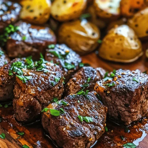 The Sizzling Garlic Butter Steak Bites with Crispy Potatoes recipe is a delightful dish that combines the rich and savory flavors of perfectly seared steak with the satisfying crunch of roasted baby potatoes. This meal is not only easy to prepare but also packed with flavor, making it an ideal choice for a family dinner or a special occasion. Whether you're hosting friends for a casual gathering or looking to impress your loved ones with a gourmet experience at home, this dish is sure to steal the show.