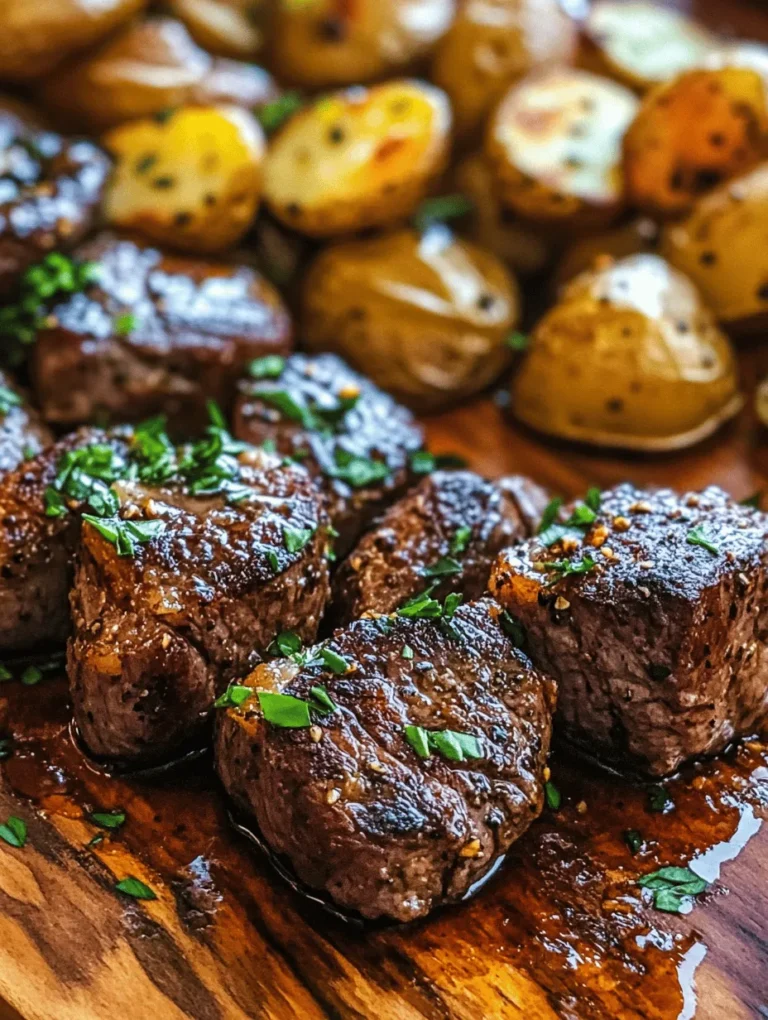 The Sizzling Garlic Butter Steak Bites with Crispy Potatoes recipe is a delightful dish that combines the rich and savory flavors of perfectly seared steak with the satisfying crunch of roasted baby potatoes. This meal is not only easy to prepare but also packed with flavor, making it an ideal choice for a family dinner or a special occasion. Whether you're hosting friends for a casual gathering or looking to impress your loved ones with a gourmet experience at home, this dish is sure to steal the show.