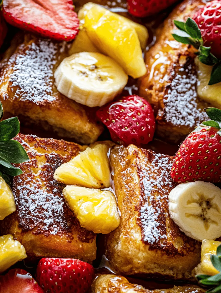 Hawaiian rolls are a key ingredient in this French toast recipe, and their unique sweetness and texture set this dish apart from traditional French toast. Made from a soft, slightly sweet dough, these rolls are known for their fluffy interior and golden crust, making them the perfect base for soaking up the rich egg mixture. The gentle sweetness of Hawaiian rolls complements the custard-like texture of the egg mixture, resulting in a breakfast that feels both indulgent and satisfying.