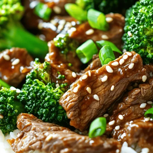 Sizzling Beef & Broccoli Delight is a beloved dish that has captured the hearts and palates of food lovers worldwide. This classic stir-fry, rooted in Asian cuisine, stands out not only for its vibrant colors but also for its incredible balance of flavors and textures. Tender pieces of flank steak combined with crisp, green broccoli create a mouthwatering experience that delights the senses. The dish is often served steaming hot, with the sizzling sound enticing diners right from the kitchen.