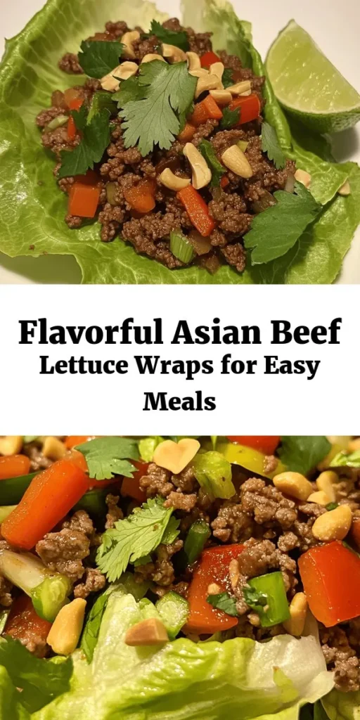 Delight in these Asian-Style Ground Beef Lettuce Wraps for a flavorful and healthy meal! Made with lean ground beef, fresh veggies, and a savory sauce, these wraps are perfect for a quick weeknight dinner or a fun appetizer. Simply sauté the beef with garlic, ginger, and colorful veggies, mix in a delicious sauce, and serve in crisp lettuce leaves. Top with peanuts, cilantro, and lime for an extra kick. Enjoy this tasty dish that’s easy to make and even easier to love!