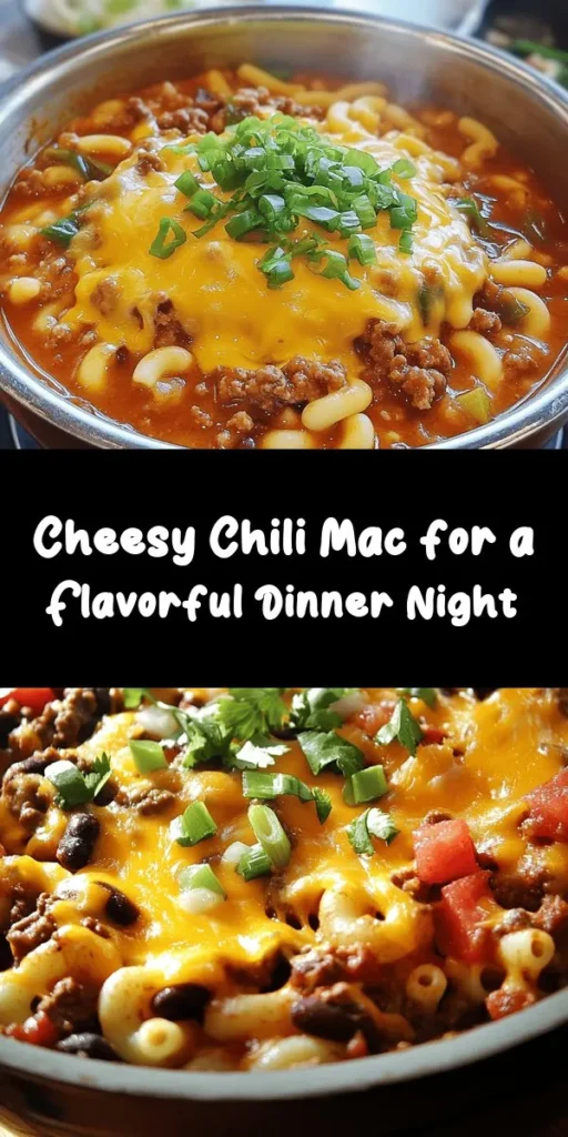 Get ready for a flavor explosion with this Cheesy Chili Mac Fiesta! This hearty dish combines elbow macaroni with seasoned ground beef or turkey, kidney and black beans, and lots of melty cheddar cheese. Perfect for busy weeknights, this recipe comes together in just 30 minutes. Top with sour cream and cilantro for an extra kick! Ideal for a comforting family meal or a fun gathering—everyone will love this cheesy twist on classic chili!