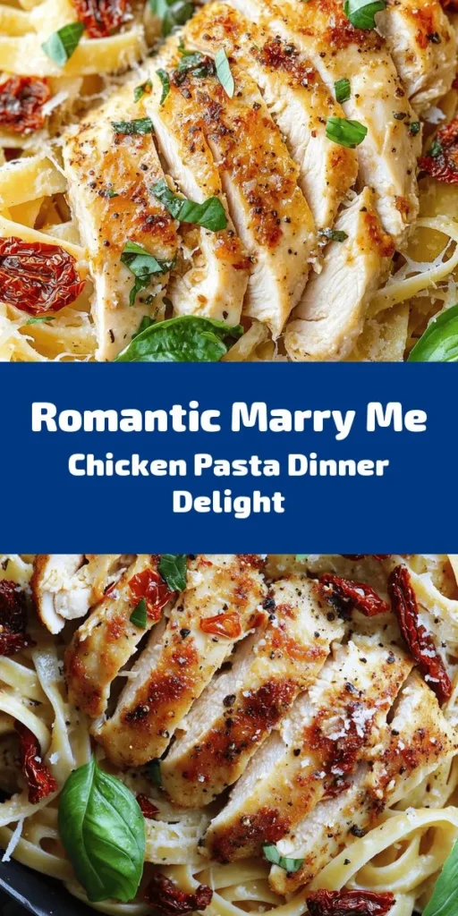 Indulge in the irresistible flavors of Marry Me Chicken Pasta! This creamy and savory dish features tender chicken breasts, sun-dried tomatoes, and a rich Parmesan sauce tossed with your favorite pasta. Perfect for a romantic dinner or a weeknight meal, it's easy to make and sure to impress. Garnish with fresh basil and extra cheese for a delicious finish. Try this recipe today, and it might just become your new favorite!