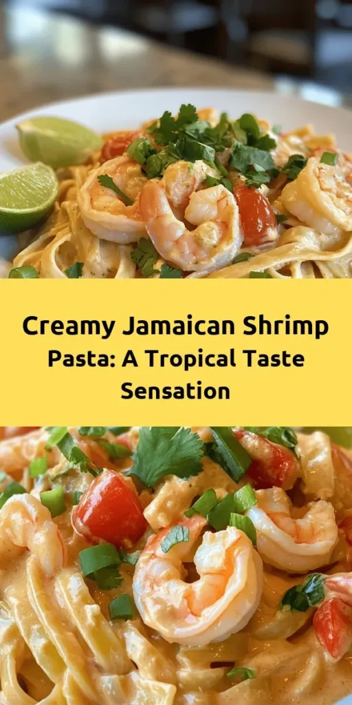 Dive into the tropical flavors of Jamaica with this creamy shrimp pasta! A quick and delicious dish, it features fettuccine tossed with succulent shrimp, vibrant vegetables, and a rich coconut sauce spiced with jerk seasoning. Perfect for a weeknight dinner or a special gathering, this dish comes together in just 30 minutes. Garnish with fresh herbs and lime for a burst of flavor that's sure to impress. Enjoy a taste of the Caribbean in every bite!