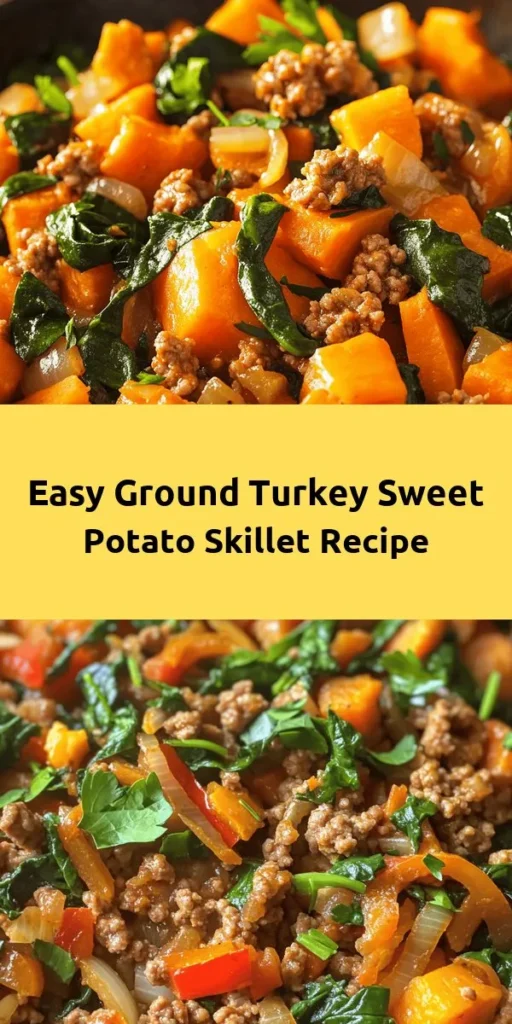 Savor the flavors of this Ground Turkey Sweet Potato Skillet, a wholesome one-pan meal that's perfect for busy weeknights! With ground turkey, diced sweet potatoes, and fresh veggies, this dish is packed with nutrients and taste. Seasoned with paprika, cumin, and chili powder, it delivers a delightful kick. Quick to prepare in just 30 minutes, this recipe is great for meal prep or a cozy family dinner. Don't forget to top it off with fresh parsley for a pop of color!