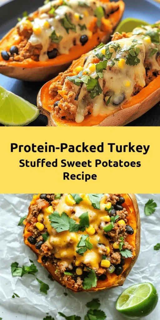 Looking for a delicious and nutritious meal? Try these High Protein Ground Turkey Stuffed Sweet Potatoes! Perfectly baked sweet potatoes are stuffed with a flavorful mix of ground turkey, black beans, corn, and spices, topped with melty cheese and fresh cilantro. This wholesome dish is rich in protein and easy to make, offering a delightful blend of flavors. Enjoy it for a satisfying dinner or meal prep for the week!