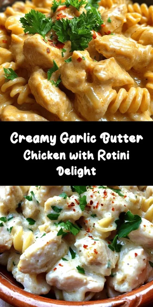 Indulge in this creamy garlic butter chicken and rotini tossed in a delicious Parmesan sauce! This easy recipe combines tender chicken, al dente rotini, and a rich, flavorful sauce that’s perfect for any weeknight dinner. Ready in just 30 minutes, it's packed with delicious garlic and the comforting flavors of Italian seasoning. Serve with fresh parsley for a pop of color. Don't forget to add red pepper flakes for a spicy kick, if you like! Perfect for the whole family!