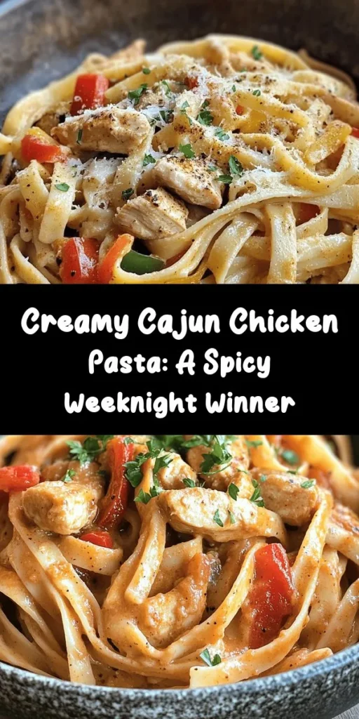 Indulge in this Spicy Delight: Creamy Cajun Chicken Pasta that packs a flavorful punch! With juicy chicken, colorful bell peppers, and a creamy Parmesan sauce, this dish is perfect for a weeknight dinner. Ready in just 30 minutes, it's a quick and satisfying meal that's ideal for spice lovers. Don't forget to garnish with fresh parsley for that extra touch. Try it today and elevate your pasta game with a delicious Cajun twist!