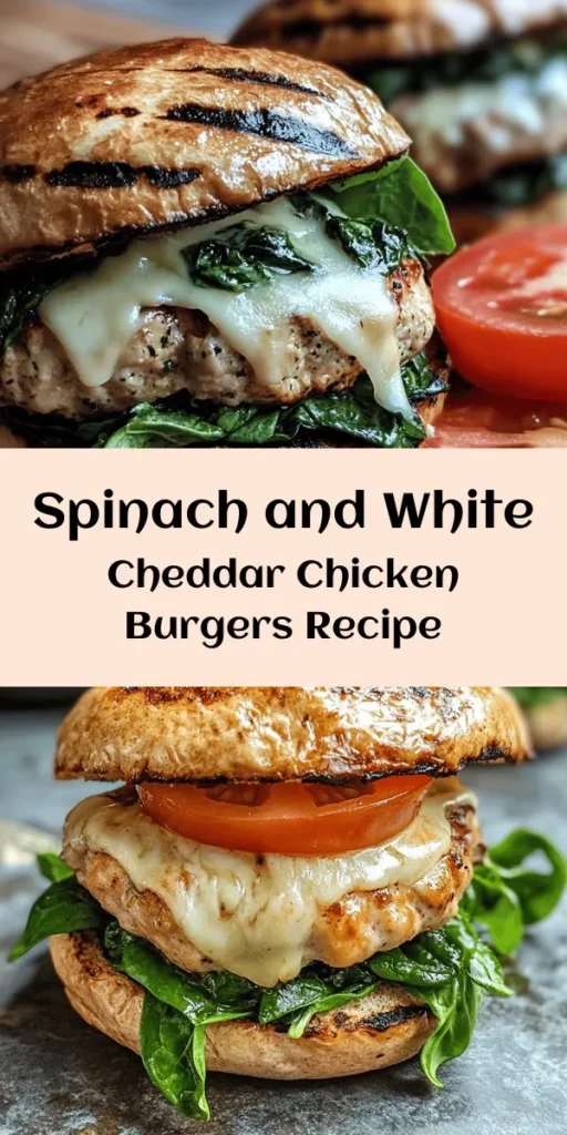 Indulge in the deliciousness of homemade White Cheddar and Spinach Chicken Burgers! This easy recipe combines ground chicken with fresh spinach, creamy white cheddar, and seasoned breadcrumbs for juicy, flavorful patties. Perfect for grilling or pan-frying, these burgers can be customized with your favorite toppings like lettuce and tomato. Serve them on whole wheat buns for a healthier twist. Enjoy a satisfying meal that’s sure to impress your family and friends!